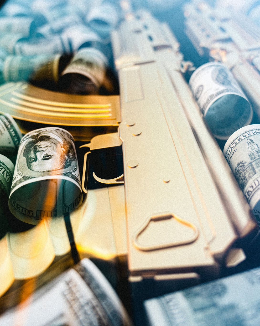 Golden AK-47 Shadow Box – Cash & Crime Wall Art - Derich Gallery