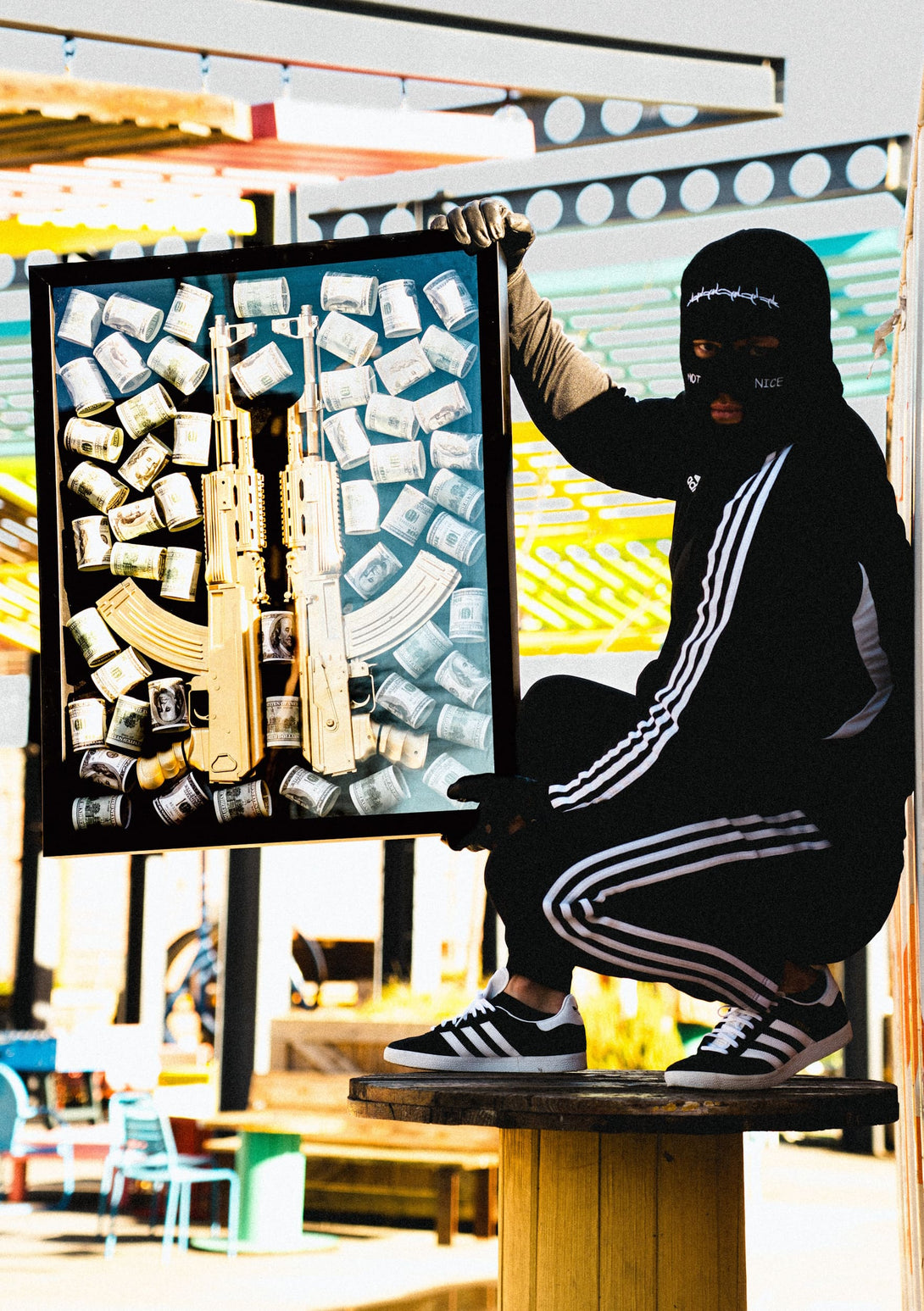 Golden AK-47 Shadow Box – Cash & Crime Wall Art - Derich Gallery