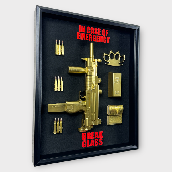 Gold Uzi, Brass Knuckles & Cash – Minimalist Style