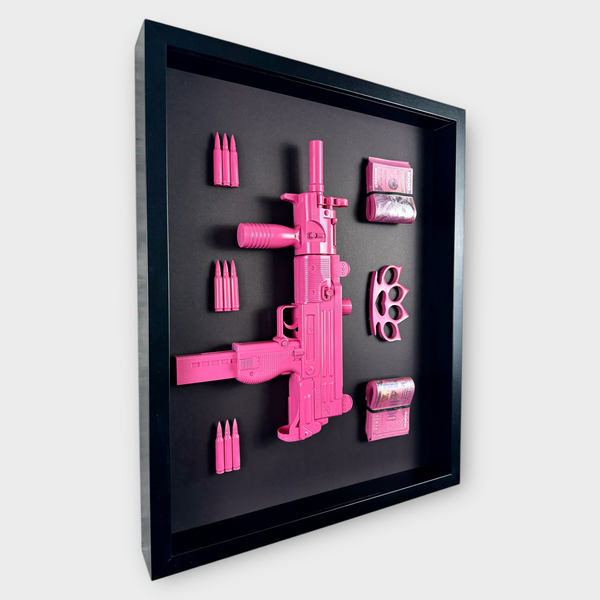 Pink Uzi, Brass Knuckles & Cash – Minimalist Style