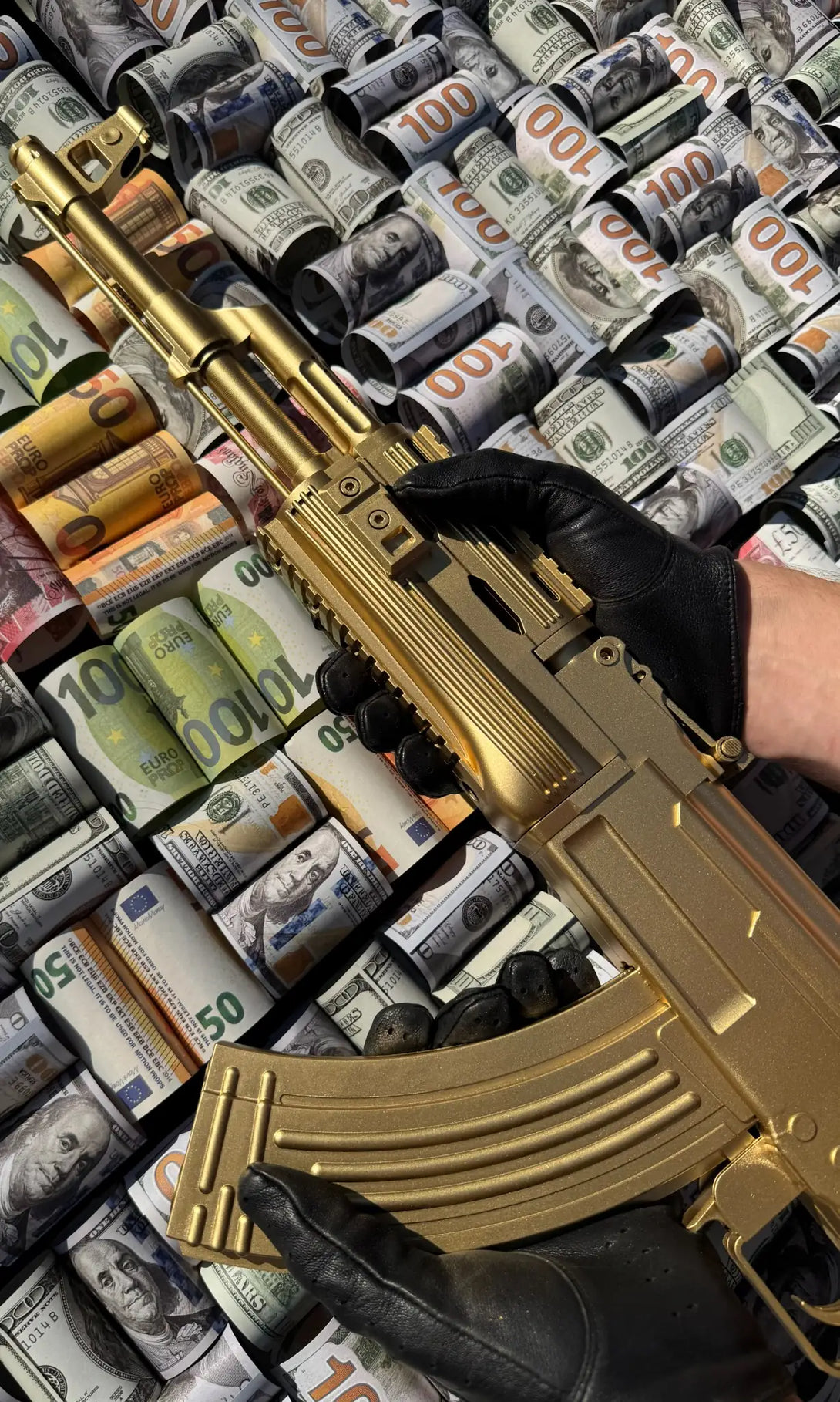 Golden AK-47 Shadow Box – Cash & Crime Wall Art - Derich Gallery